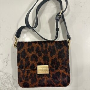Frame Le Signature Mini Leopard Calf Hair Crossbody Bag